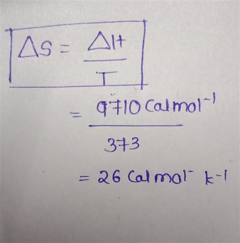 Entropy of vaporization of water at 100 c if molar heat of vaporization ...