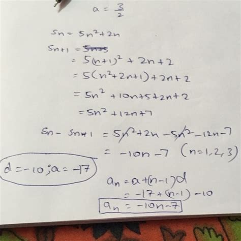 the nth term of series whose sum to n terms is 5n^2 + 2n is - Brainly.in