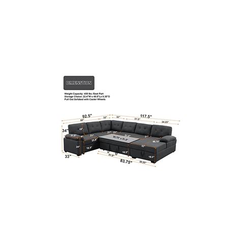 Buy asunflower Sectional Sofa Sleeper Couches with Pull Out Couch Bed U ...