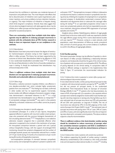 2018 esc guidelines for the diagnosis and management of syncope | PDF