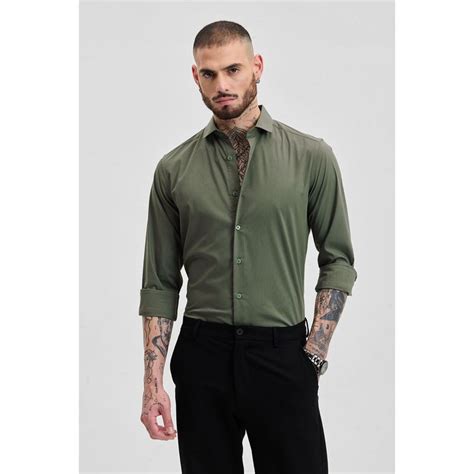 Buy Snitch Green Slim Fit Stretch Shirt Online