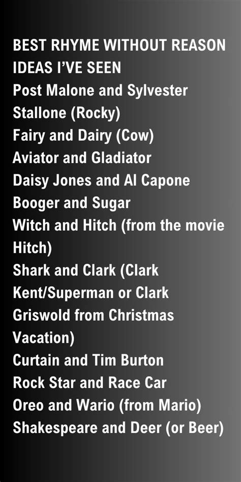 Best Rhyming Without Reason Costume List (COSTUME PARTY IDEAS) | Spirit ...