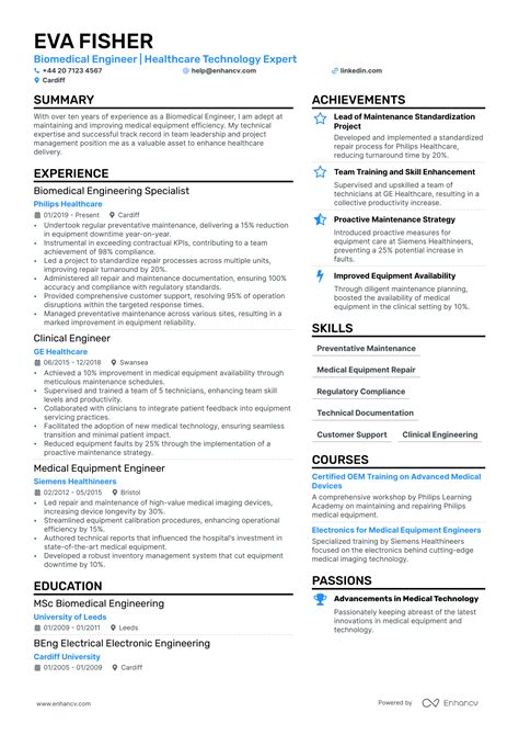 Biomedical Engineering Resume Biomedical Engineer Resume Samples