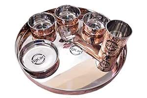 Buy RJKART Pure Copper Hammered Desgin 7 Piece Dinner Set Mirror Finish ...
