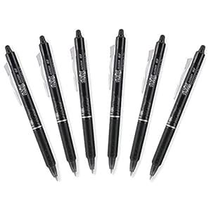 Erasable Gel Pens, FriXion Clicker 0.7mm, Pack Of 6, Fine Point, Black ...