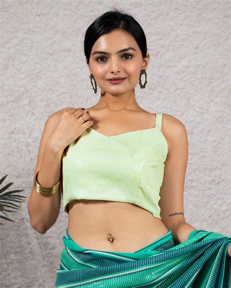 Tea Green All Over Sequins Georgette Strappy Blouse – Fabcurate