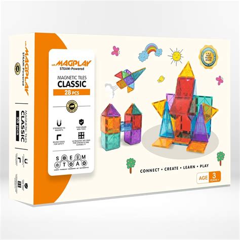 KIPA GAMING Kids 28 Pieces Magplay Boys And Girl'S Magnetic Tiles ...