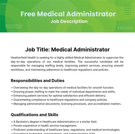 Health Care Administration Job Description Healthcare Administration