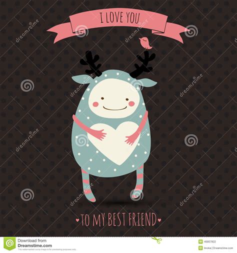 Cute romantic cartoon card stock vector. Illustration of friendship ...