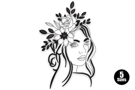 Elegant Floral Silhouette Embroidery Design - Silhouette Monogram Designs
