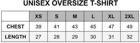 Unisex Oversized T-shirt chart – ShosaQualiTees