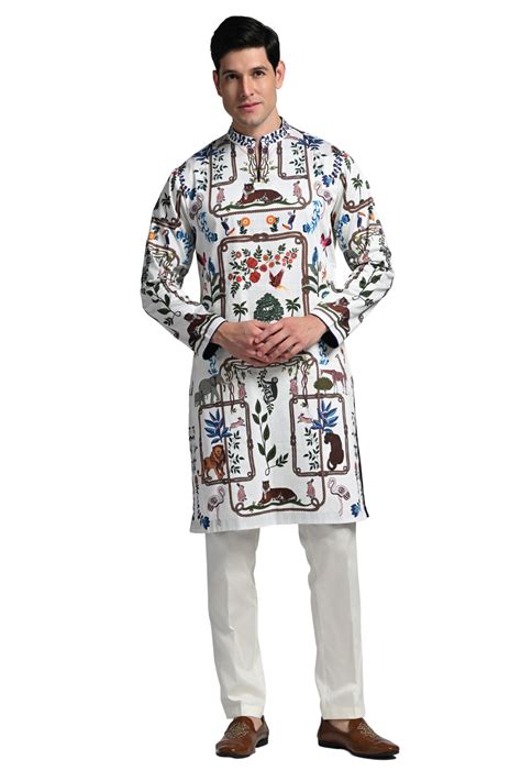 Shop Taroob Tropical Safari Printed Kurta Pajama Set Online | Taroob ...