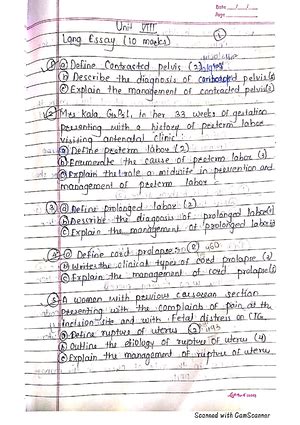 [Solved] Etiology of ruptured uterus - Obstetrics (1771) - Studocu