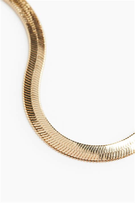 Women's Gold-coloured Herringbone chain anklet | H&M IN