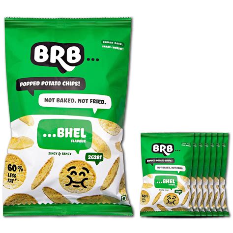 BRB Popped Potato Chips | Not Baked, Not Fried | Bhel Flavour | 8 Packs ...