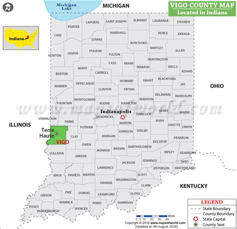 Vigo County Map, Indiana