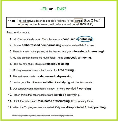 -ED & -ING adjectives worksheet | Live Worksheets