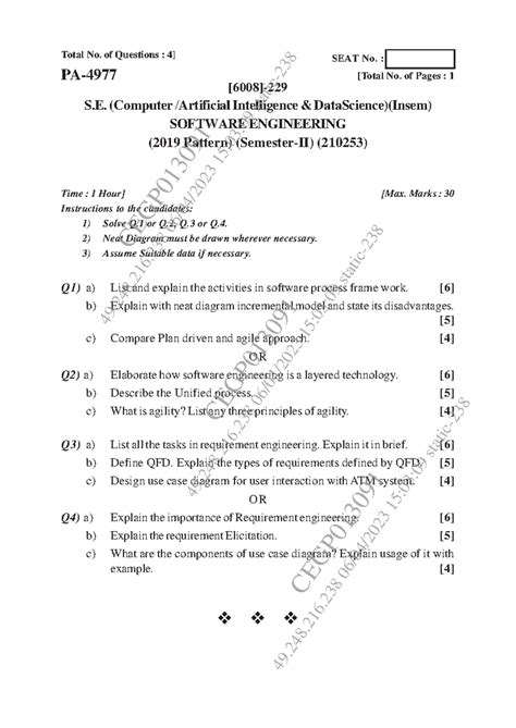 Feb - 2023 - Paper - Total No. of Questions : 4] [6008]- S. (Computer ...