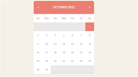 Creating Calendar Using HTML 的图像结果