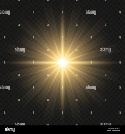 Vector gold light rays on a transparent background. Shining sun Stock ...