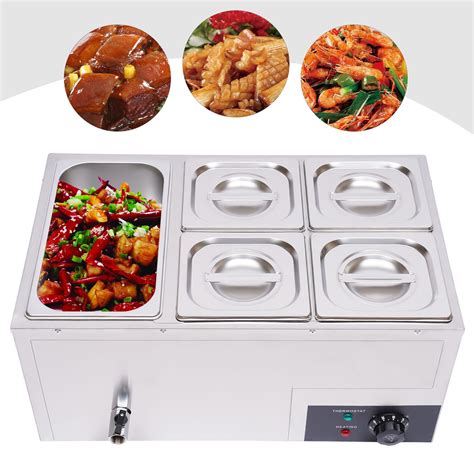 5-Pan Electric Buffet Server Food Warmer, Stainless Steel Commercial Food Warmer Soup Warmer ...