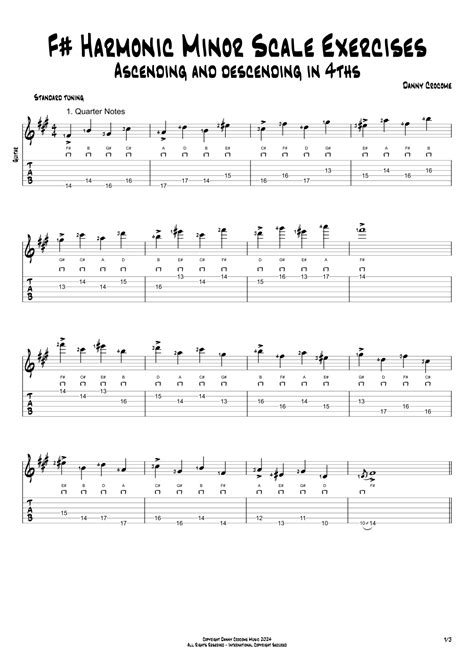 F# Harmonic Minor Scale Exercises - Ascending and Descending in 4ths by ...