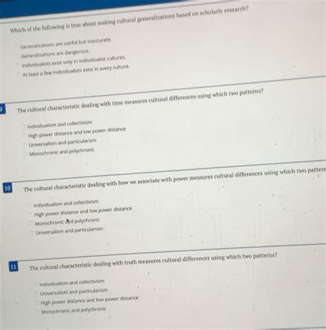 Solved: Which of the following is true about making cultural ...