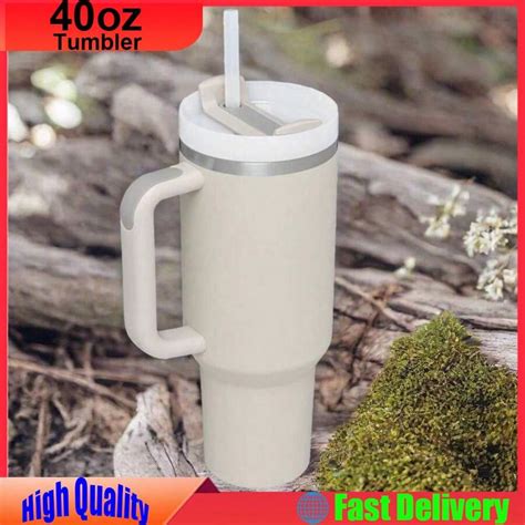 40oz Tumbler With Handle, Straw, Lid, Stainless Steel Vacuum Insulated ...