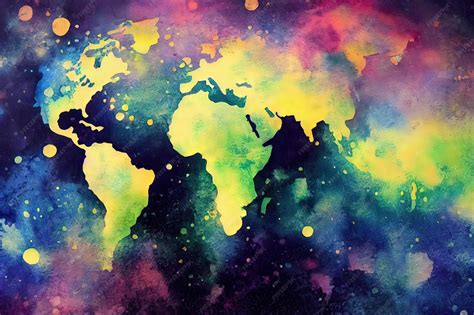 Premium Photo | Earth planet world map Digital art style illustration painting water color style