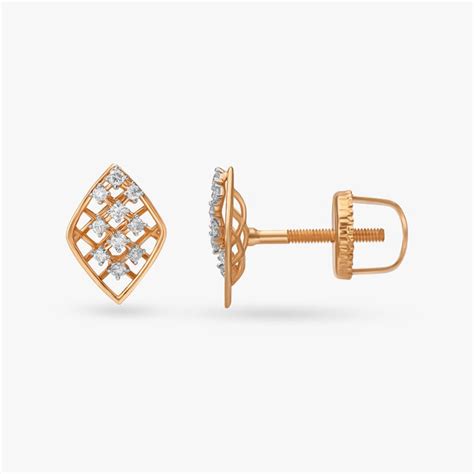 Regal Checker Diamond Stud Earrings
