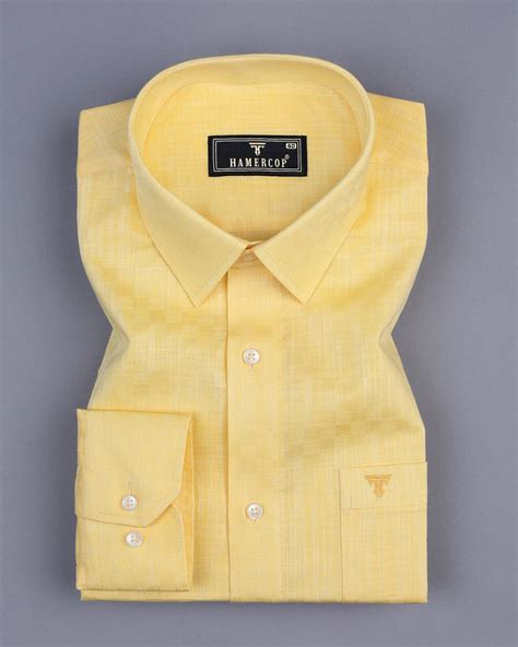 Yellow Amsler Dobby Cotton Solid Shirt – Hamercop