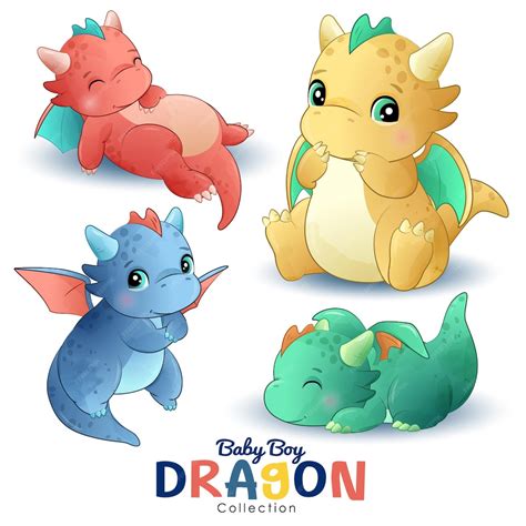 A cartoon of baby boy dragon collection with the title baby boy dragon ...