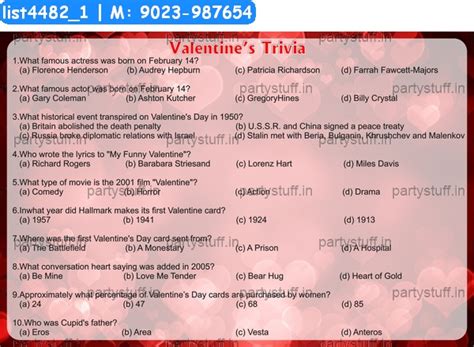 Valentine Trivia 2 in Valentine theme - Designs - PartyStuff