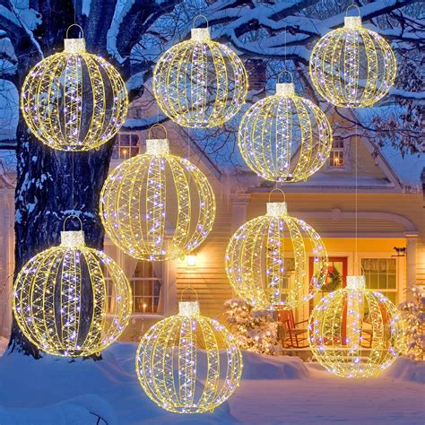 Walsunny 9 Pack Christmas LED Light Balls Outdoor Hanging Light Spheres ...