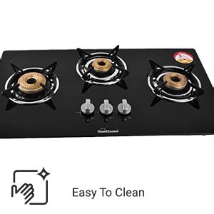 Sunflame Hob Glass Top 3 Burner Gas Stove, Manual Ignition, black ...
