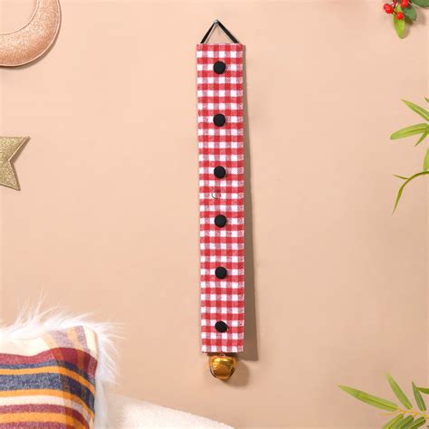Plaid Christmas Bell Hanging Decor Double Sided Red Online - Premium ...