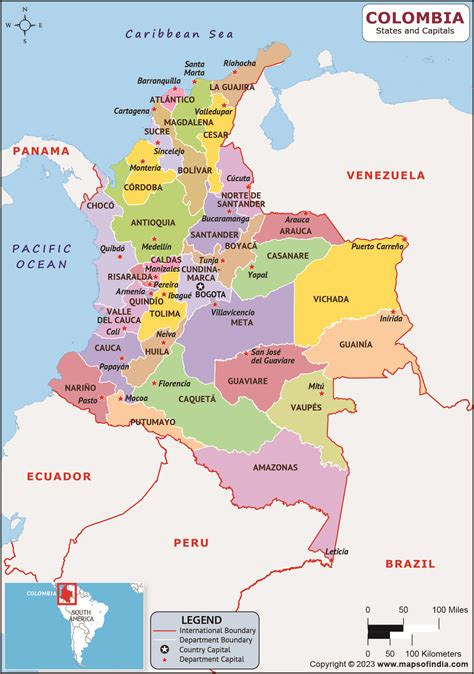 Colombia Departments and Capitals List and Map | List of Departments and Capitals in Colombia