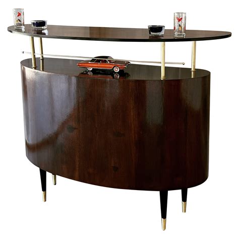 Mid Century Curved Wooden Bar at 1stDibs | curved wood bar