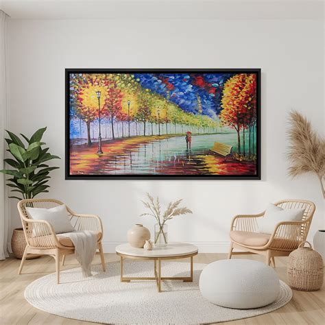 Hand-Painted Colorful Park Wall Art – Impressionist Canvas Painting ...
