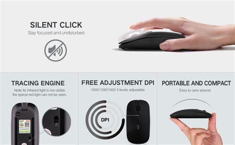 Amazon.in: Buy inphic Wireless Mouse, Rechargeable Mouse Silent Click 2 ...