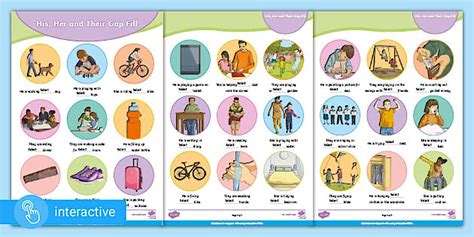 Interactive PDF: His, Her and Their Gap Fill - EAL Resource