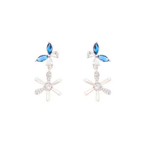 The Sapphire Bloom Drop Earrings - 925 Silver – White Velvet