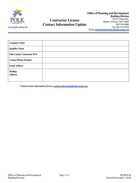 Fillable Online Contractor Email and Address Update Form Fax Email ...