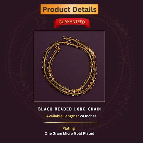 Traditional One Gram Micro Gold Plated Black Beaded Chain - Sasitrends