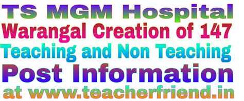 TS MGM Hospital Warangal - Creation of (147) Teaching and Non-Teaching ...