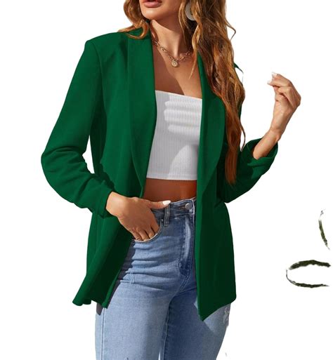 Elegant Solid Shawl Collar Green Women Blazers - Walmart.com
