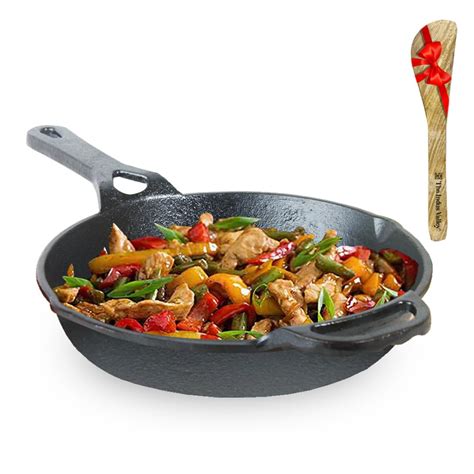 Buy The Indus Valley Pre-seasoned Cast Iron Skillet Fry Pan+Free Wooden ...