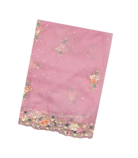 Baby Pink Woven Organza Saree With Hand Embroidered Floral Motifs ...