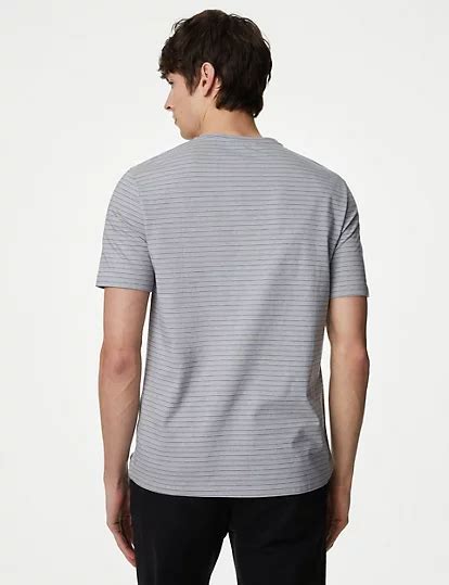 Pure Cotton Striped Textured T-Shirt