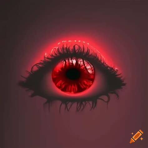 Logo of glowing red spider eyes with long eyelashes on Craiyon
